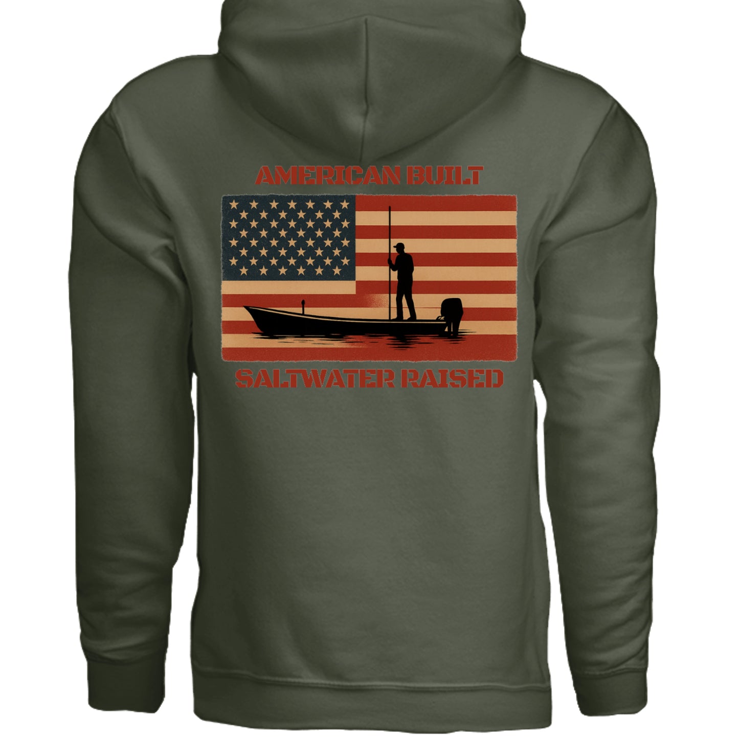 Men's Boating Hoodie - American Built Saltwater Raised by Salty Kiss coastal apparel