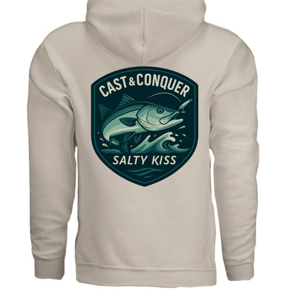 Men's Fishing Hoodie - Cast & Conquer by Salty Kiss coastal apparel