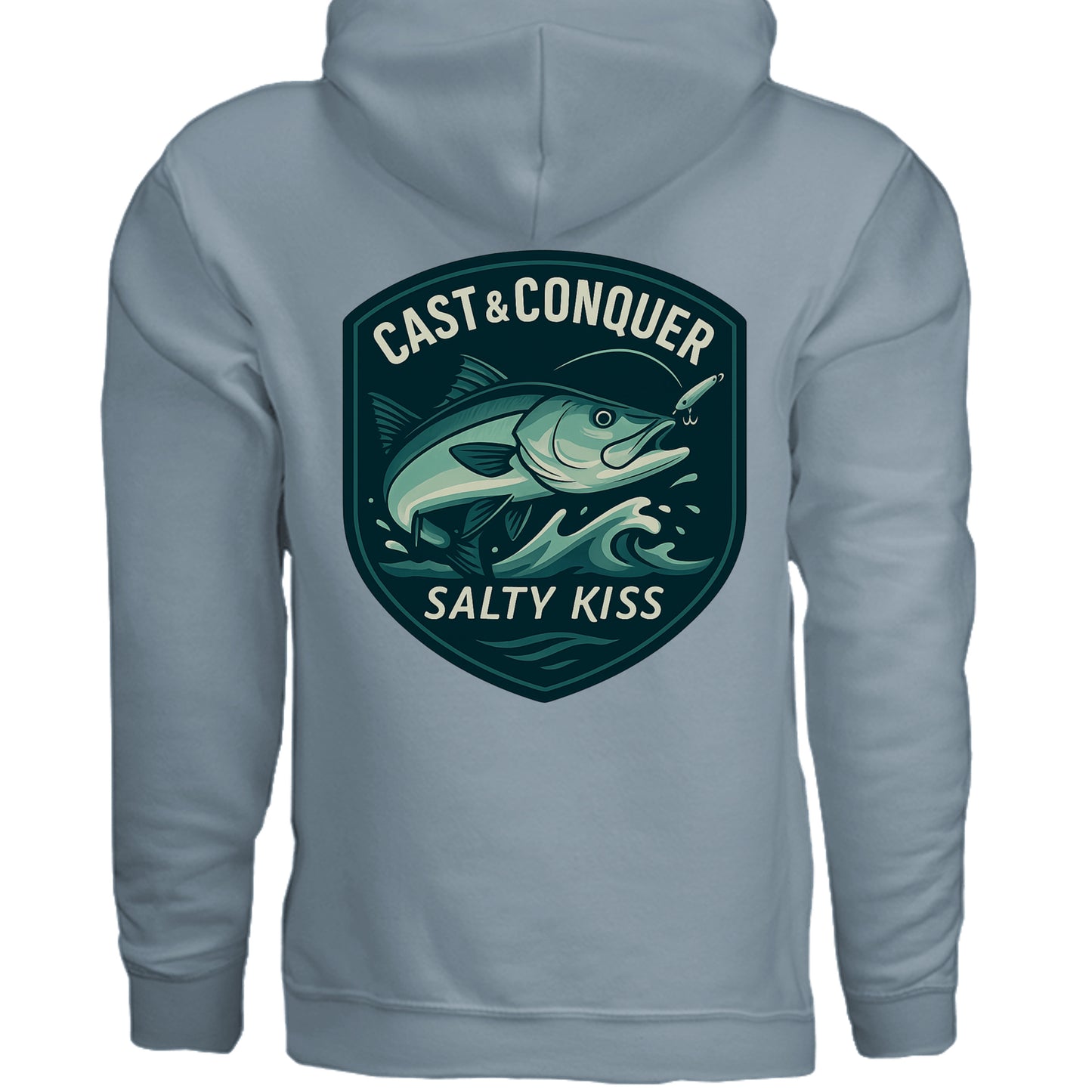 Men's Fishing Hoodie - Cast & Conquer by Salty Kiss coastal apparel