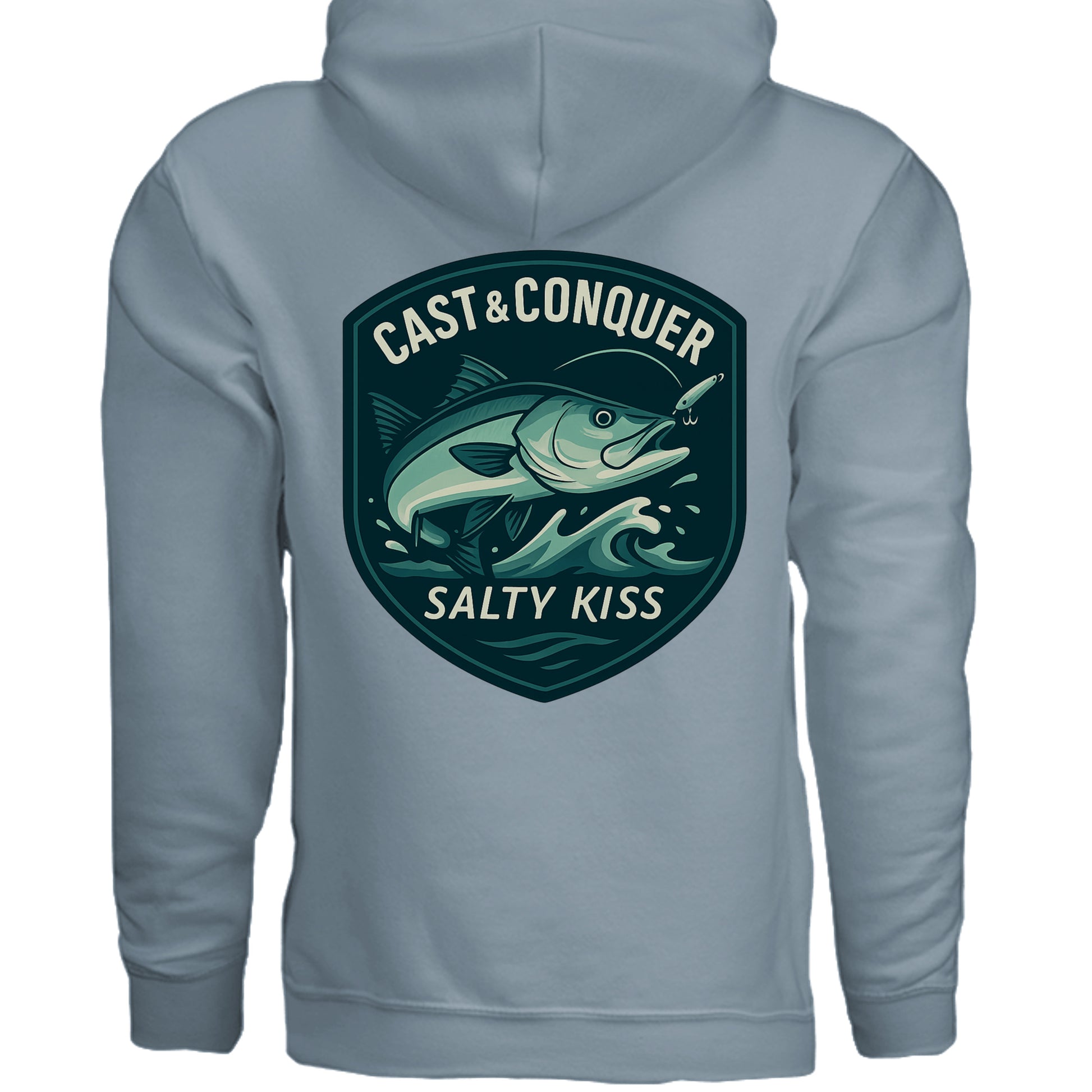 Men's Fishing Hoodie - Cast & Conquer by Salty Kiss coastal apparel