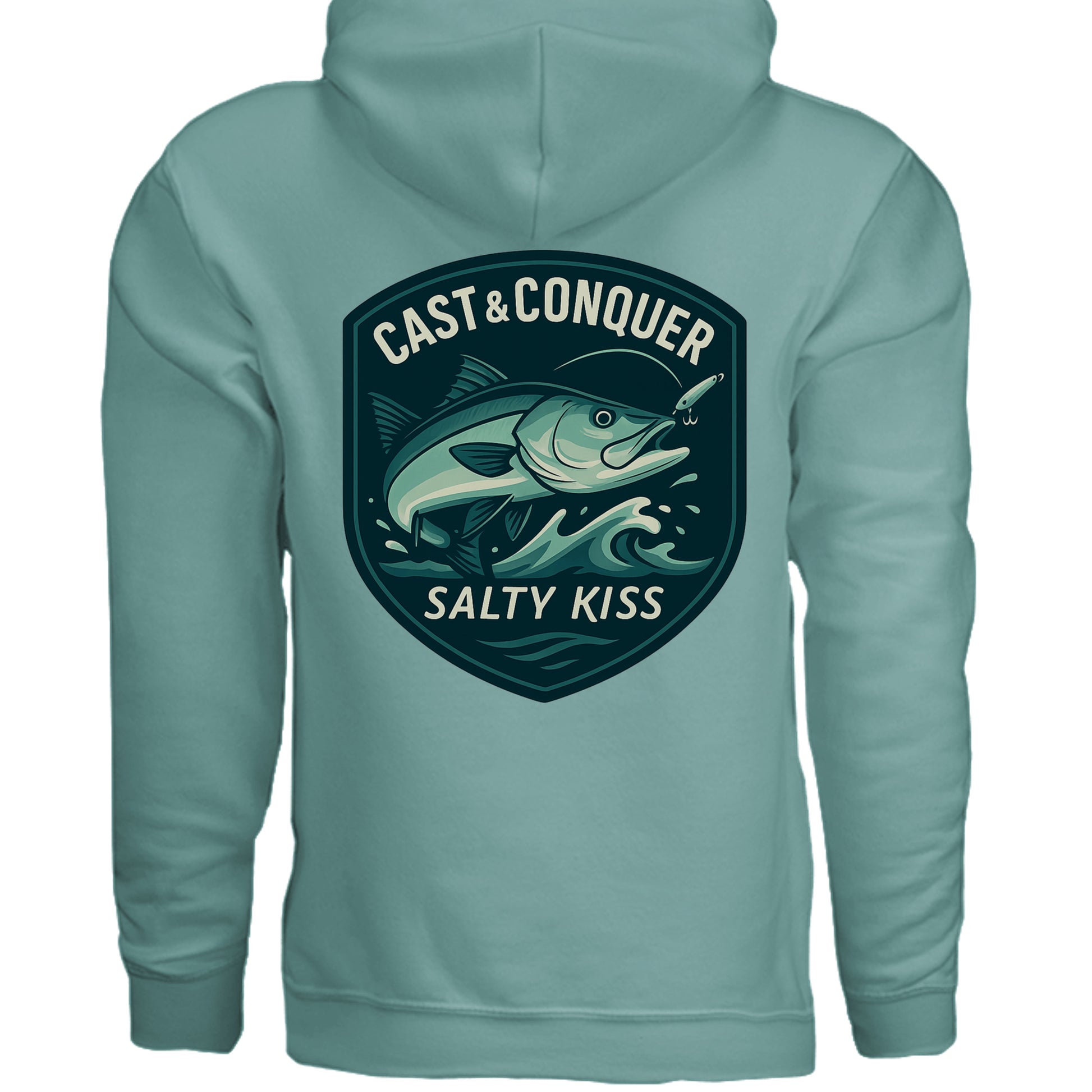 Men's Fishing Hoodie - Cast & Conquer by Salty Kiss coastal apparel