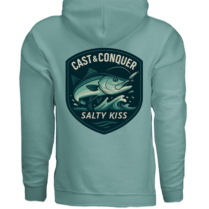 Men's Fishing Hoodie - Cast & Conquer by Salty Kiss coastal apparel