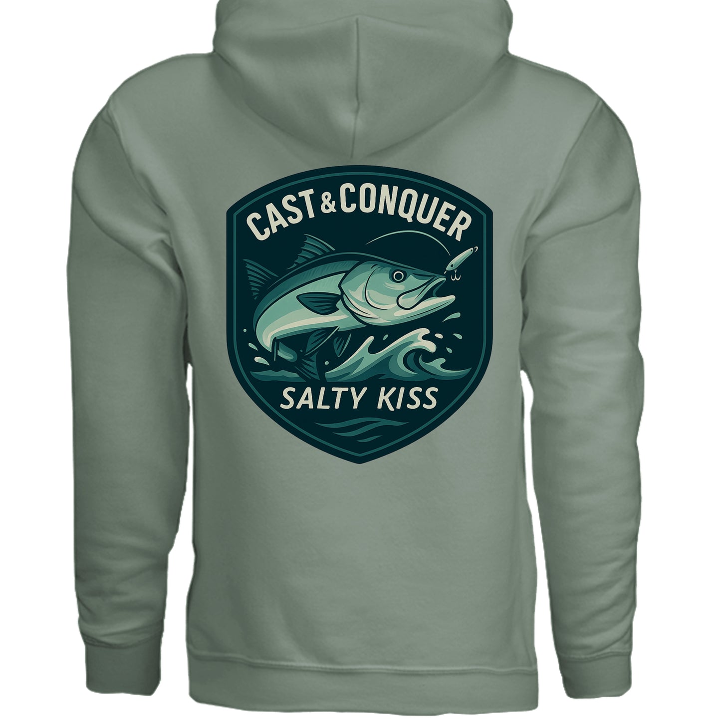 Men's Fishing Hoodie - Cast & Conquer by Salty Kiss coastal apparel