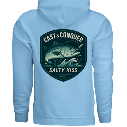 Men's Fishing Hoodie - Cast & Conquer by Salty Kiss coastal apparel