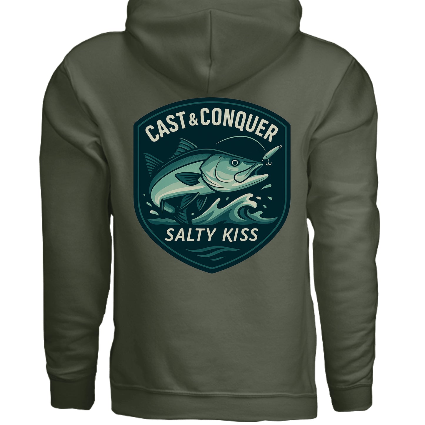 Men's Fishing Hoodie - Cast & Conquer by Salty Kiss coastal apparel