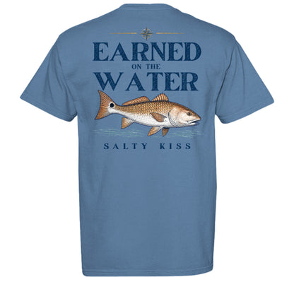 Men’s Fishing Tee – Earned on the Water Redfish by Salty Kiss coastal apparel