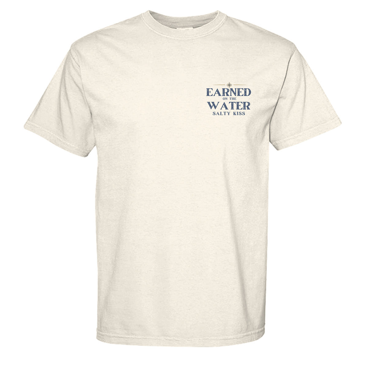 Men’s Fishing Tee – Earned on the Water Great White Shark by Salty Kiss coastal apparel
