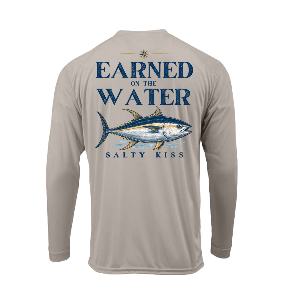Men's UPF Performance Fishing Shirt - Earned on the Water Yellowfin Tuna by Salty Kiss coastal apparel