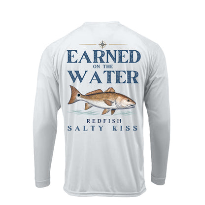 Men's UPF Performance Fishing Shirt - Earned on the Water Redfish by Salty Kiss coastal apparel