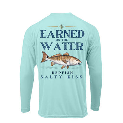 Men's UPF Performance Fishing Shirt - Earned on the Water Redfish by Salty Kiss coastal apparel
