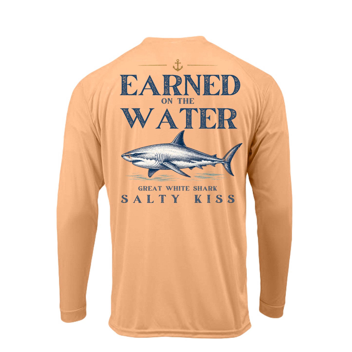 Men's UPF Performance Fishing Shirt - Earned on the Water Great White Shark by Salty Kiss coastal apparel