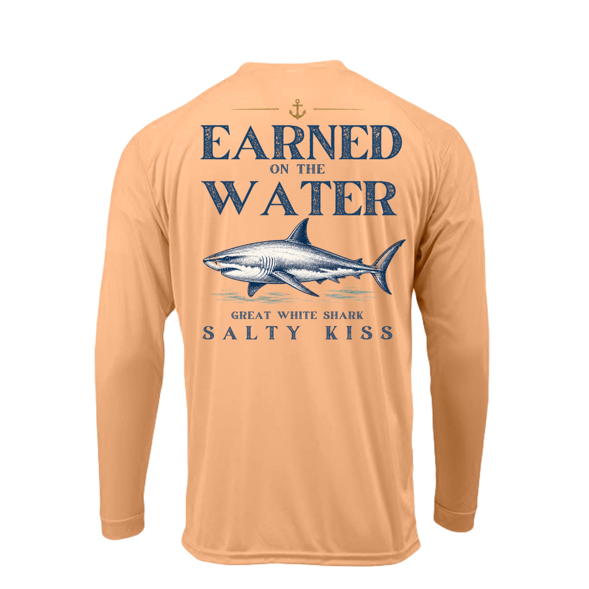 Men's UPF Performance Fishing Shirt - Earned on the Water Great White Shark by Salty Kiss coastal apparel