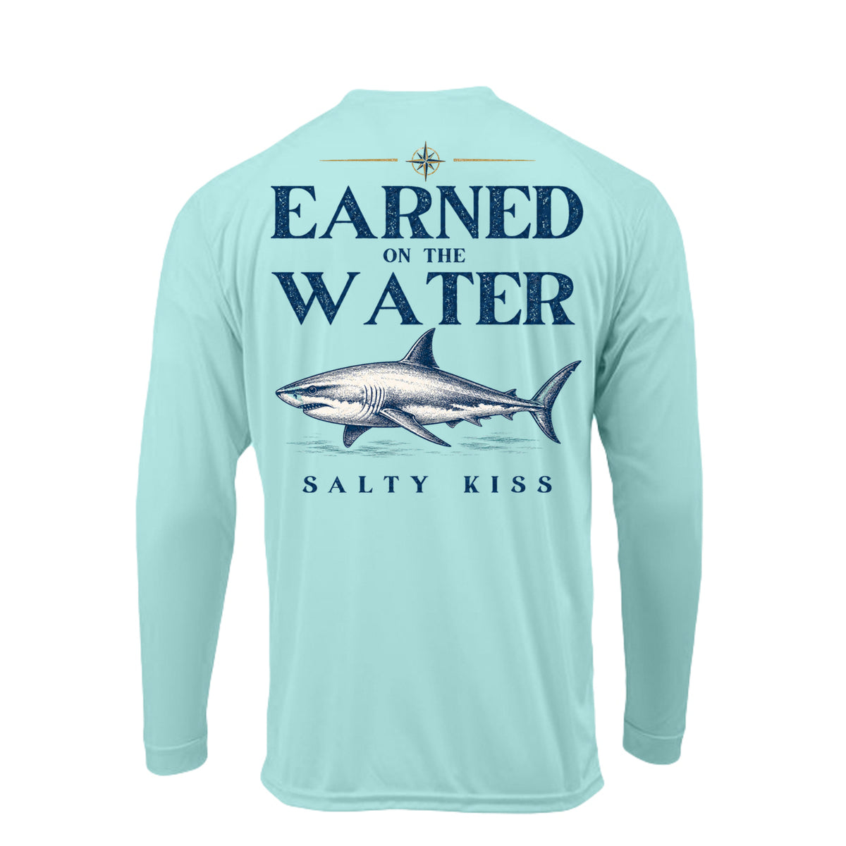 Men's UPF Performance Fishing Shirt - Earned on the Water Great White Shark by Salty Kiss coastal apparel