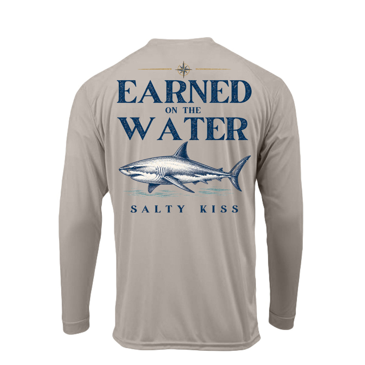 Men's UPF Performance Fishing Shirt - Earned on the Water Great White Shark by Salty Kiss coastal apparel