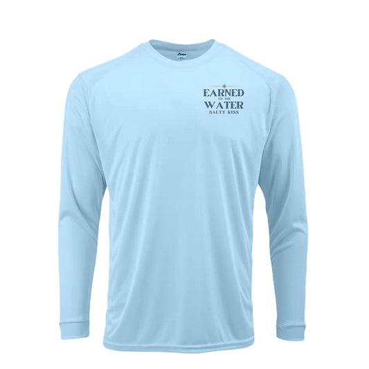 Men's UPF Performance Fishing Shirt - Earned on the Water Great White Shark by Salty Kiss coastal apparel