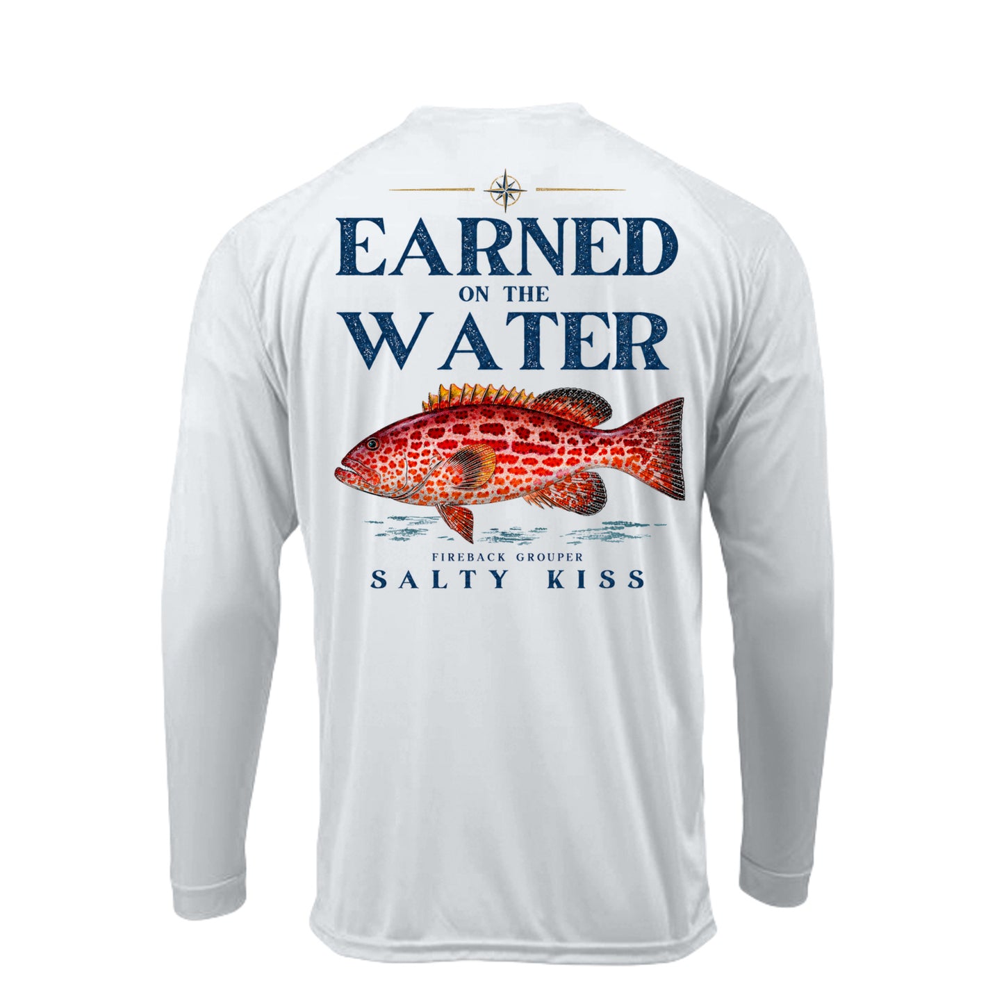 Men's UPF Performance Fishing Shirt - Earned on the Water Fireback Grouper by Salty Kiss coastal apparel