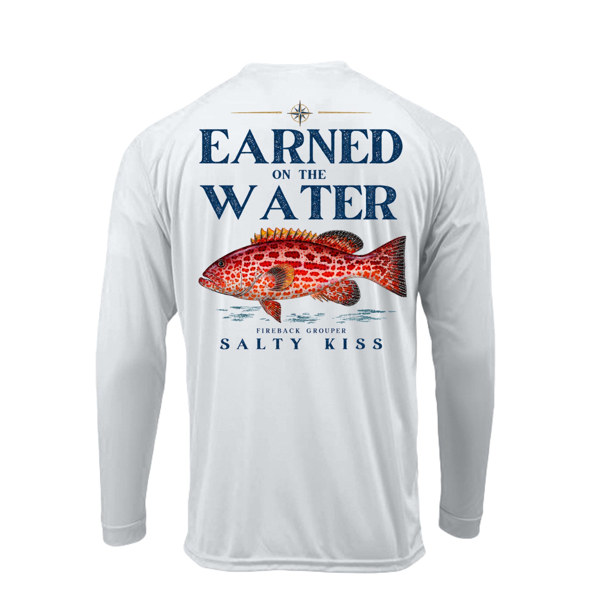 Men's UPF Performance Fishing Shirt - Earned on the Water Fireback Grouper by Salty Kiss coastal apparel