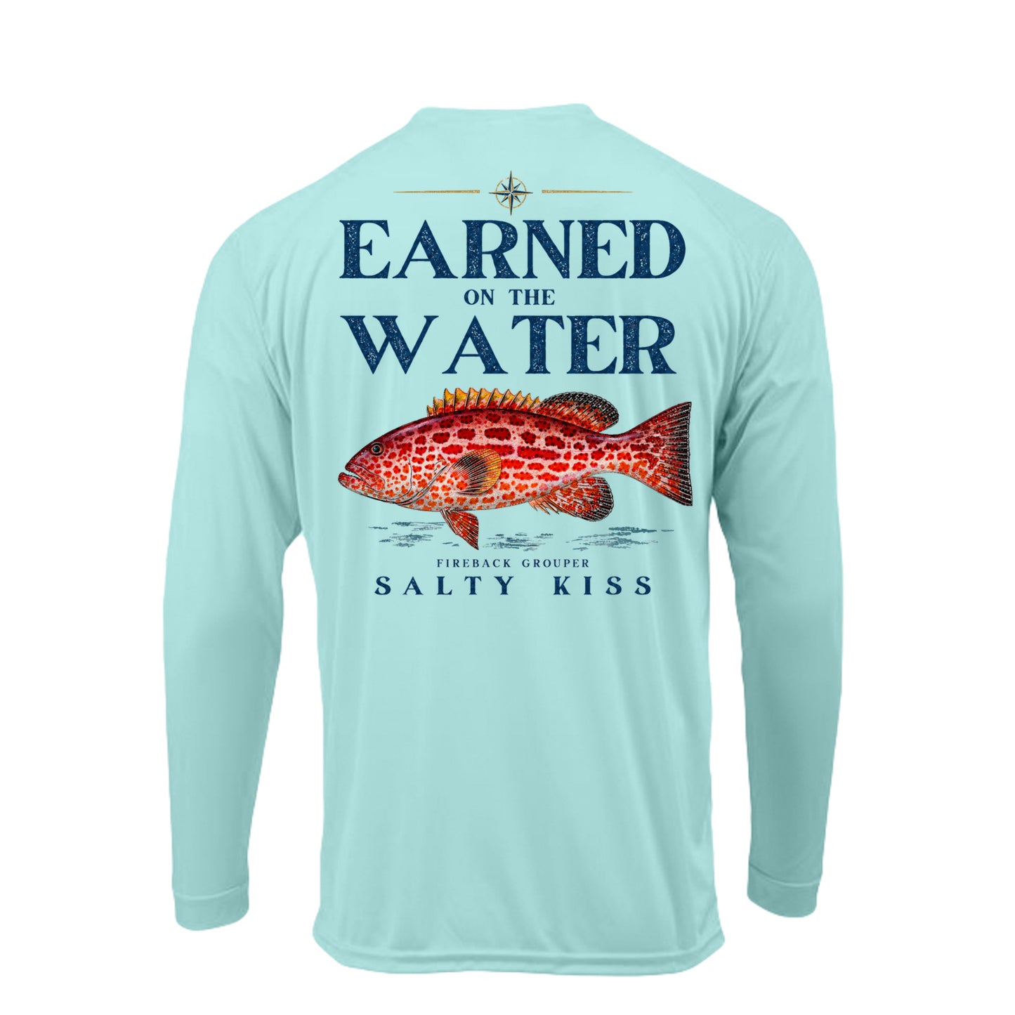Men's UPF Performance Fishing Shirt - Earned on the Water Fireback Grouper by Salty Kiss coastal apparel