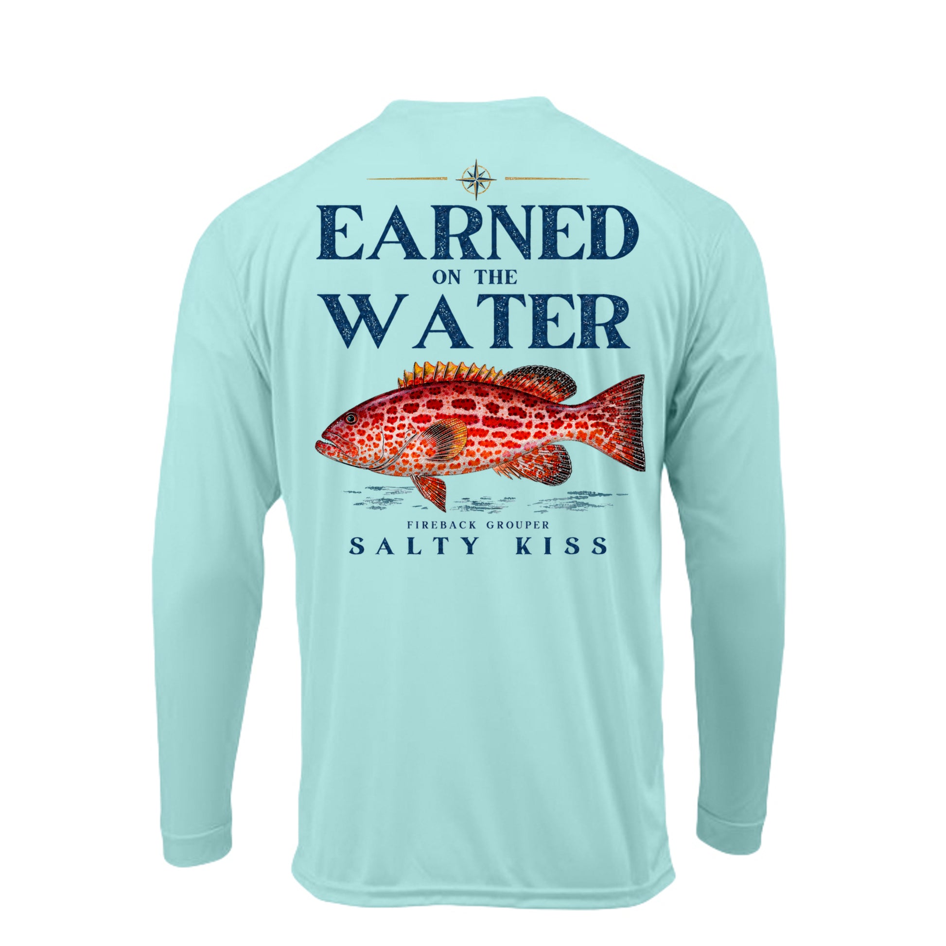 Men's UPF Performance Fishing Shirt - Earned on the Water Fireback Grouper by Salty Kiss coastal apparel