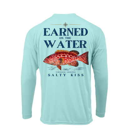 Men's UPF Performance Fishing Shirt - Earned on the Water Fireback Grouper by Salty Kiss coastal apparel