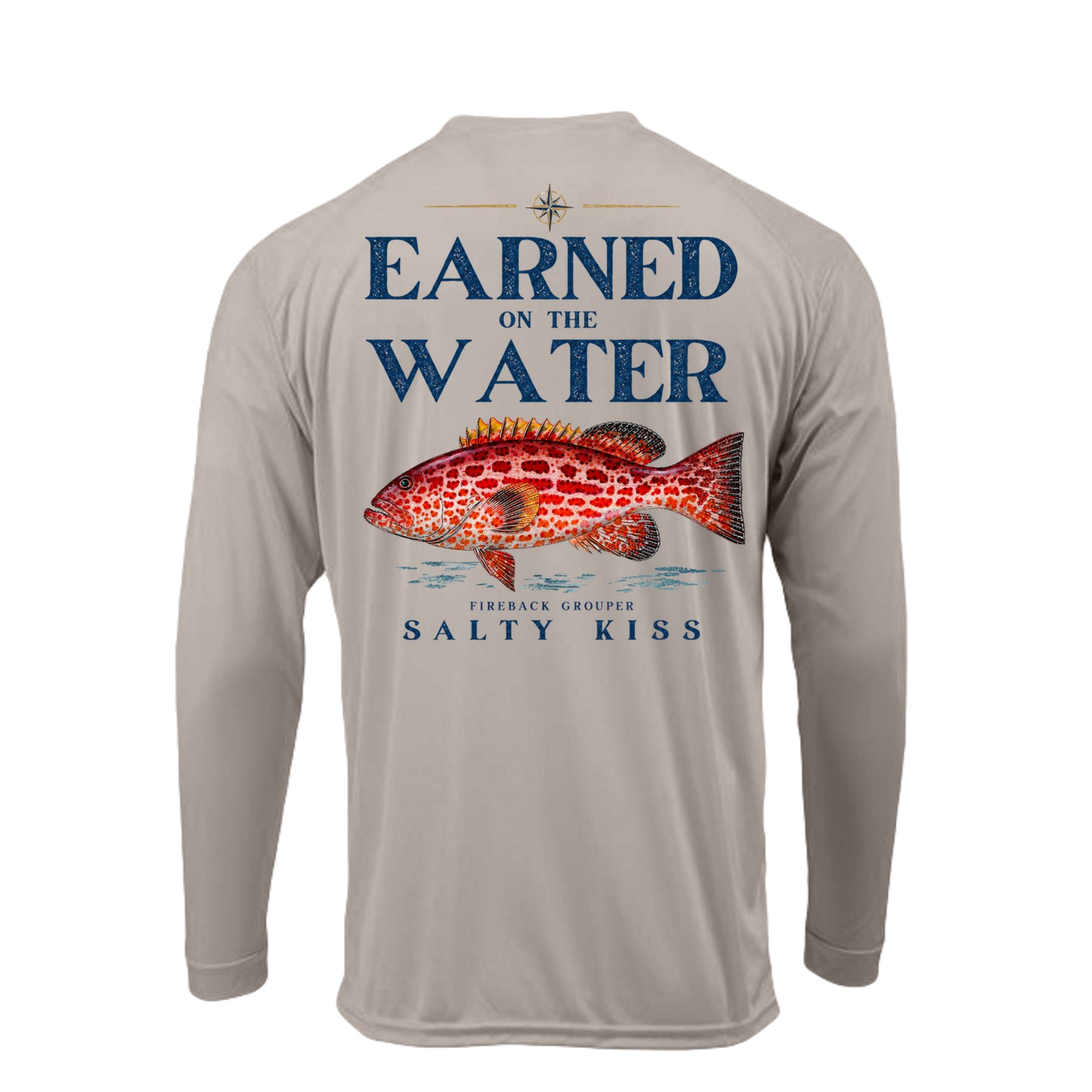 Men's UPF Performance Fishing Shirt - Earned on the Water Fireback Grouper by Salty Kiss coastal apparel