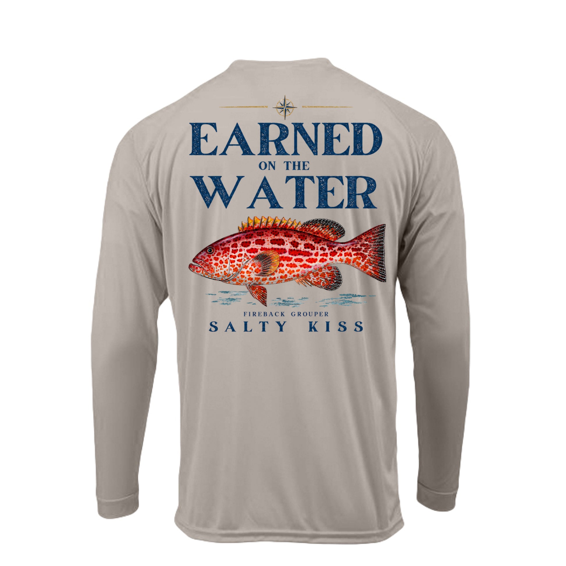 Men's UPF Performance Fishing Shirt - Earned on the Water Fireback Grouper by Salty Kiss coastal apparel