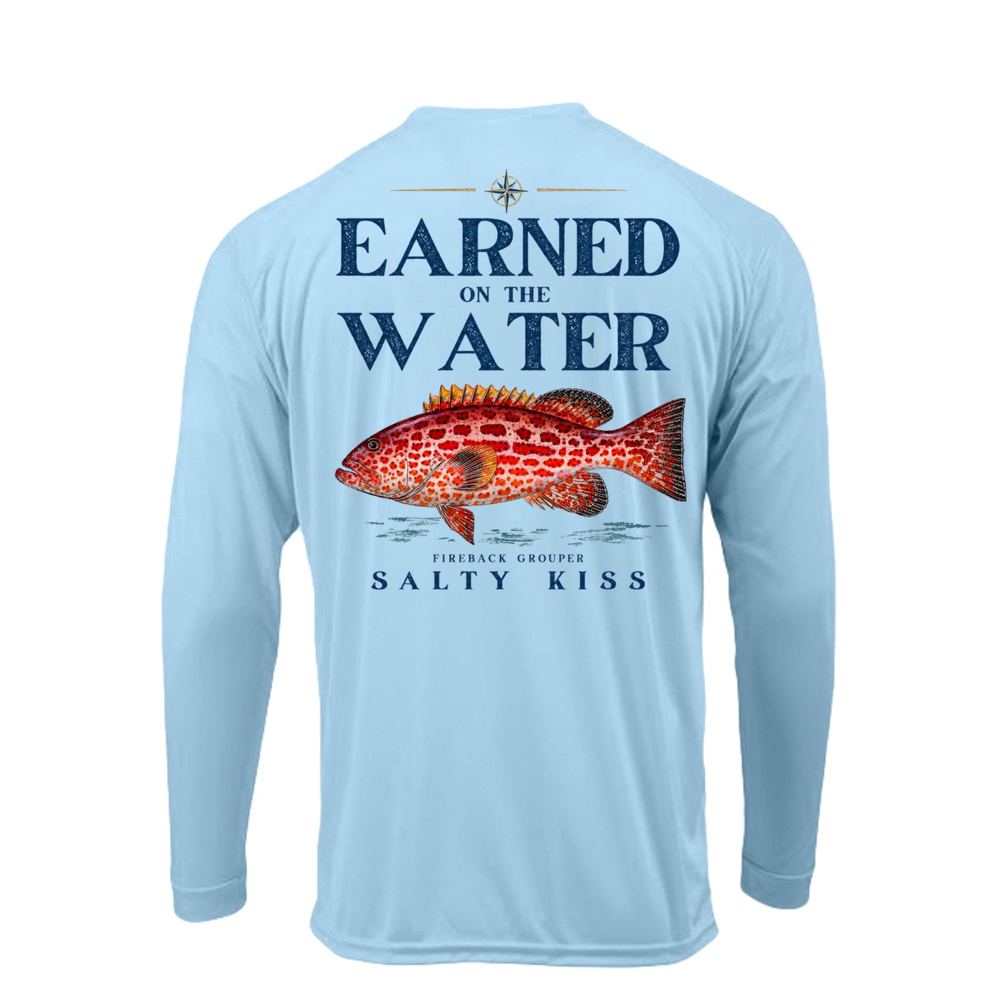 Men's UPF Performance Fishing Shirt - Earned on the Water Fireback Grouper by Salty Kiss coastal apparel