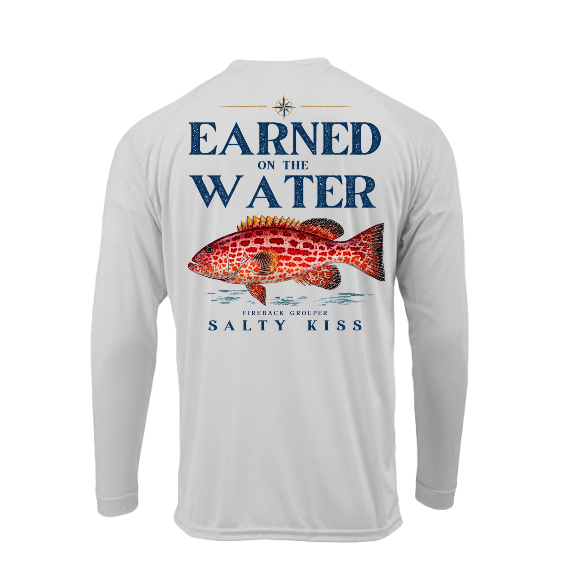 Men's UPF Performance Fishing Shirt - Earned on the Water Fireback Grouper by Salty Kiss coastal apparel