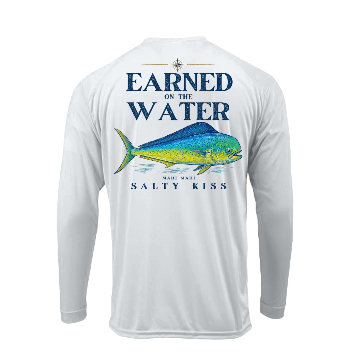 Men's UPF Performance Fishing Shirt - Earned on the Water Mahi-Mahi by Salty Kiss coastal apparel
