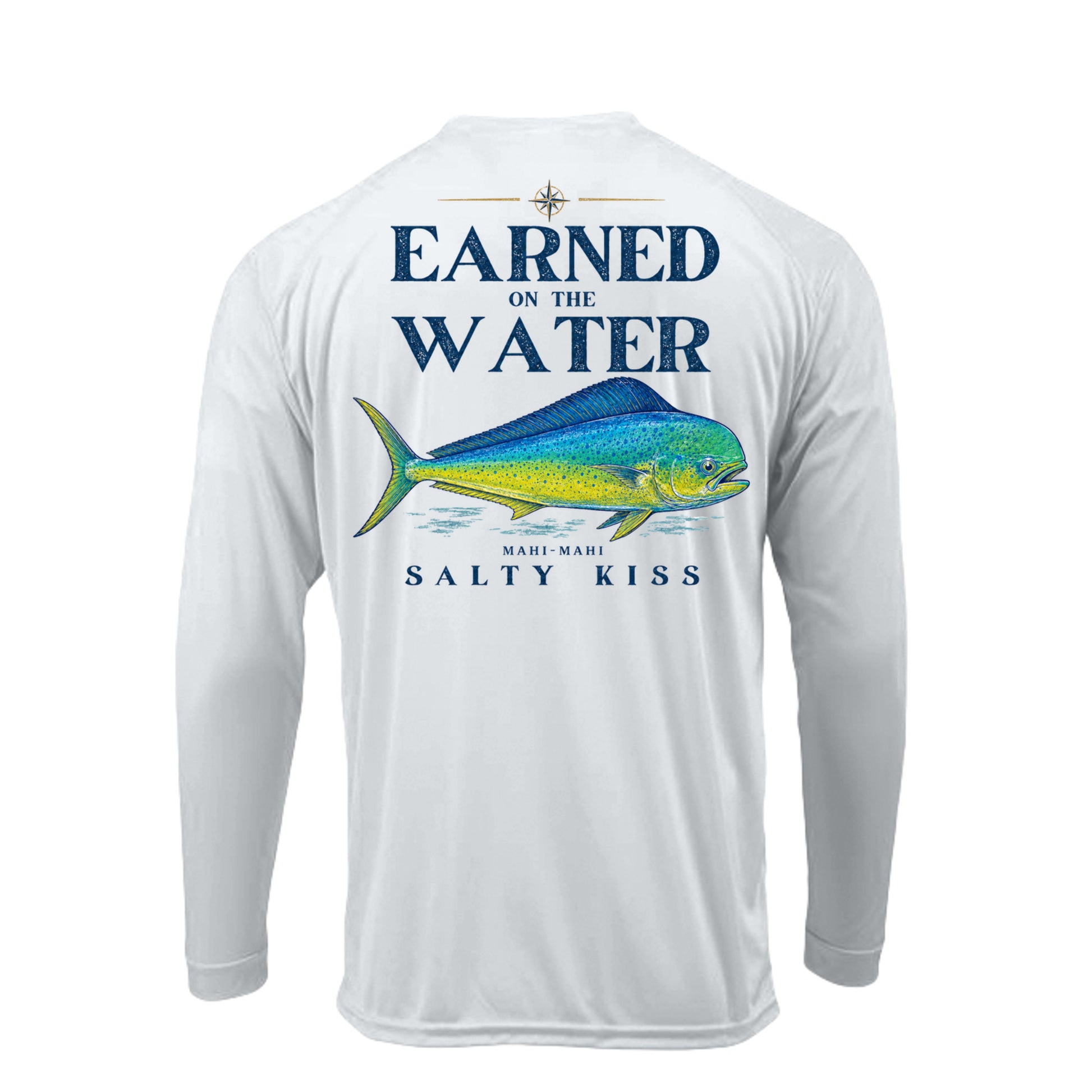 Men's UPF Performance Fishing Shirt - Earned on the Water Mahi-Mahi by Salty Kiss coastal apparel
