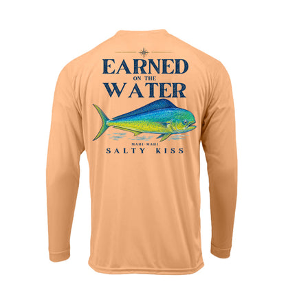 Men's UPF Performance Fishing Shirt - Earned on the Water Mahi-Mahi by Salty Kiss coastal apparel