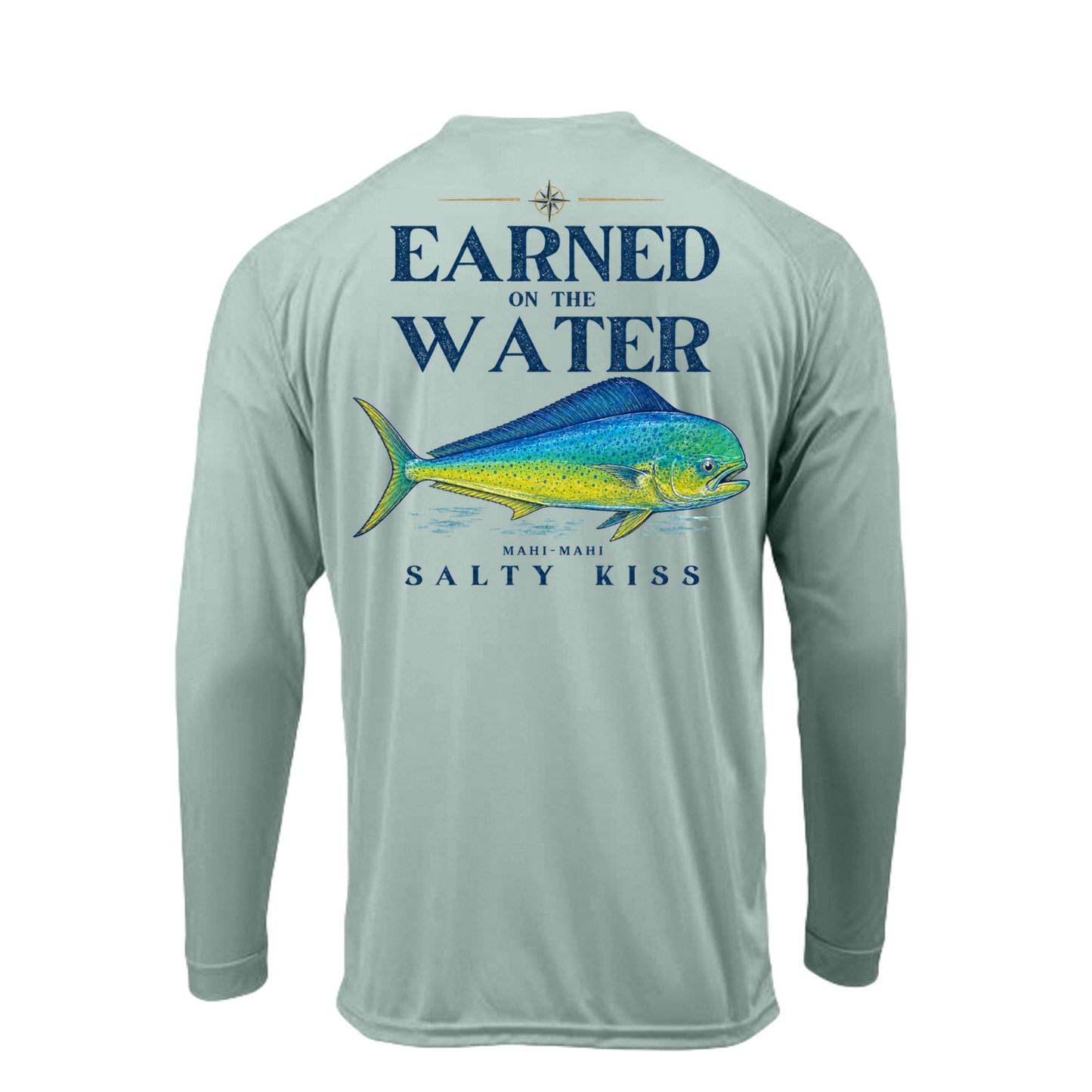 Men's UPF Performance Fishing Shirt - Earned on the Water Mahi-Mahi by Salty Kiss coastal apparel
