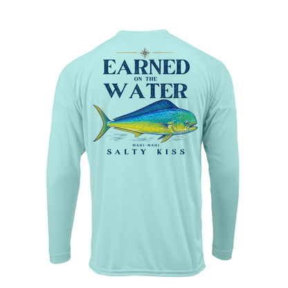 Men's UPF Performance Fishing Shirt - Earned on the Water Mahi-Mahi by Salty Kiss coastal apparel