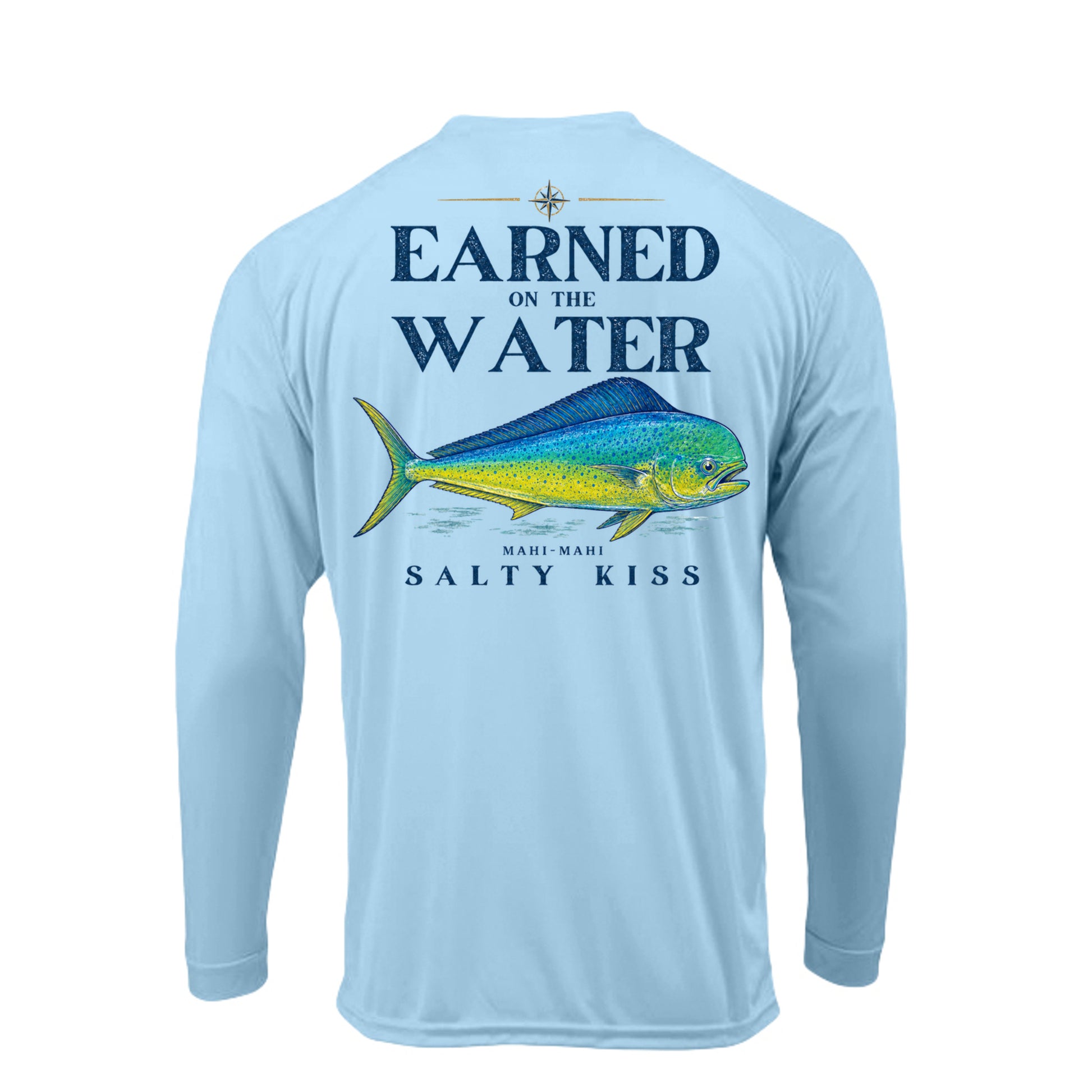 Men's UPF Performance Fishing Shirt - Earned on the Water Mahi-Mahi by Salty Kiss coastal apparel