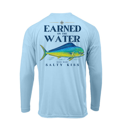 Men's UPF Performance Fishing Shirt - Earned on the Water Mahi-Mahi by Salty Kiss coastal apparel
