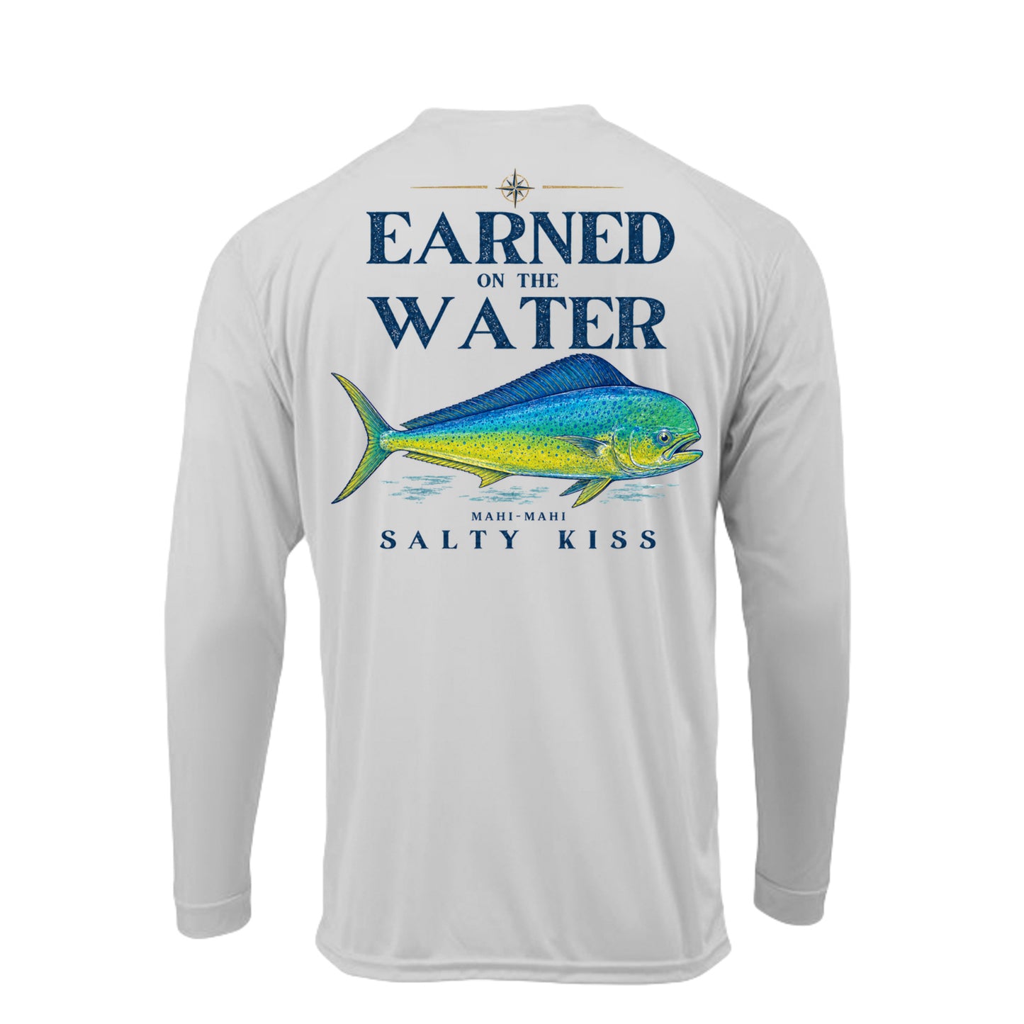 Men's UPF Performance Fishing Shirt - Earned on the Water Mahi-Mahi by Salty Kiss coastal apparel