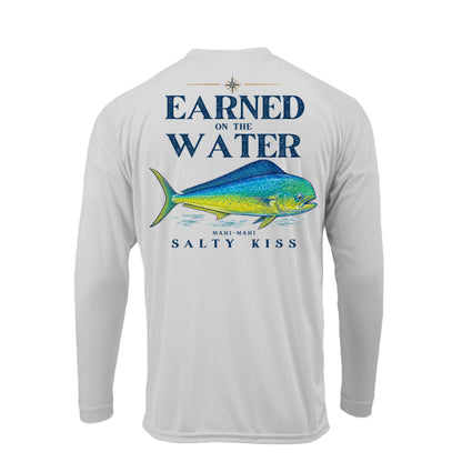 Men's UPF Performance Fishing Shirt - Earned on the Water Mahi-Mahi by Salty Kiss coastal apparel