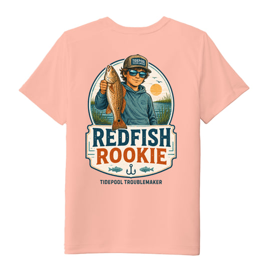 Youth Boys Performance Tee UPF 50 Protection - Redfish Rookie by Salty Kiss coastal apparel
