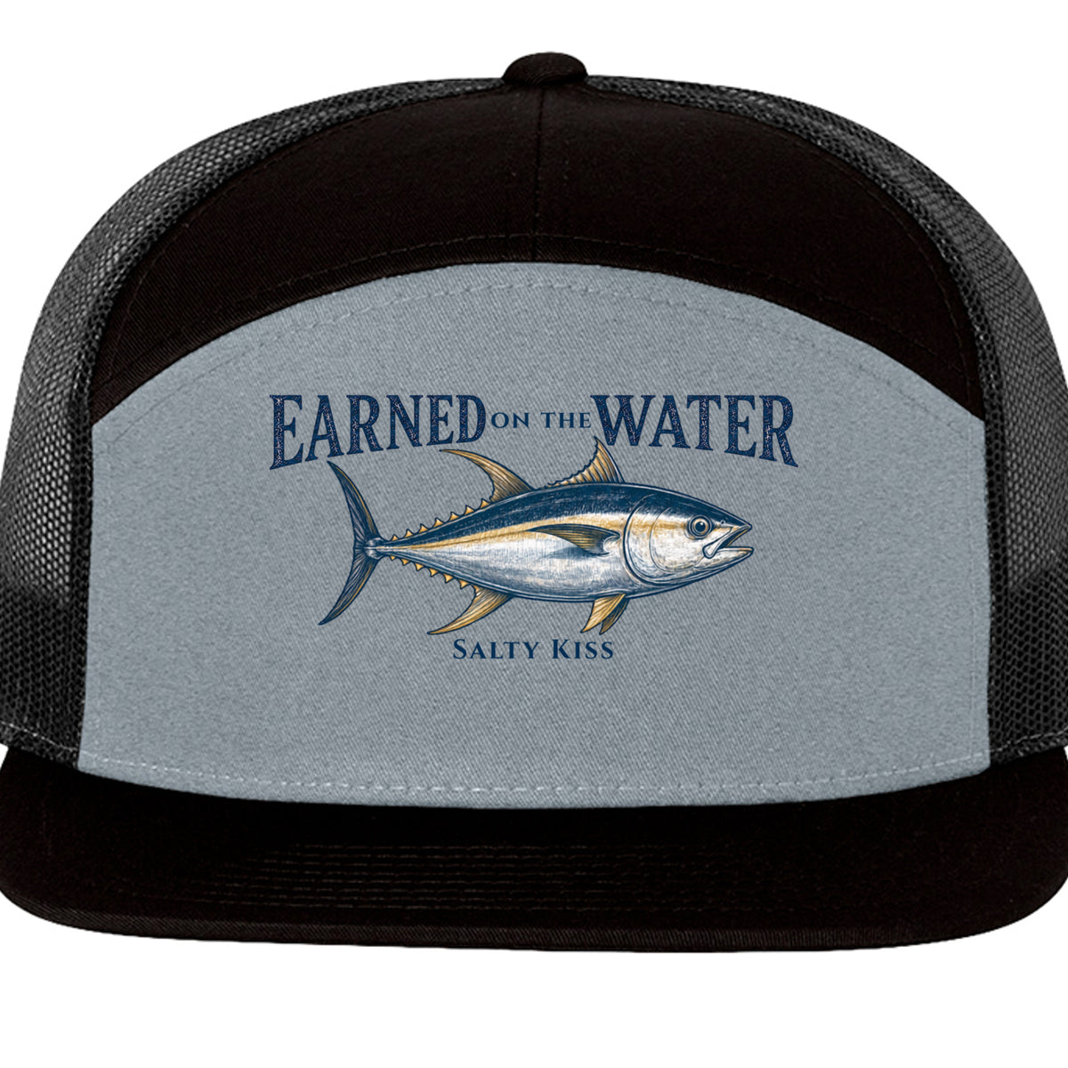 Earned on the Water Yellowfin Tuna- Richardson 168 7-Panel Trucker Cap by Salty Kiss coastal apparel