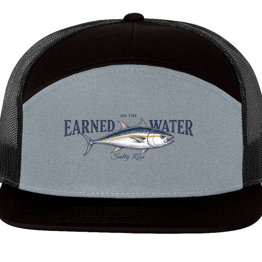 Earned on the Water Yellowfin Tuna- Richardson 168 7-Panel Trucker Cap by Salty Kiss coastal apparel