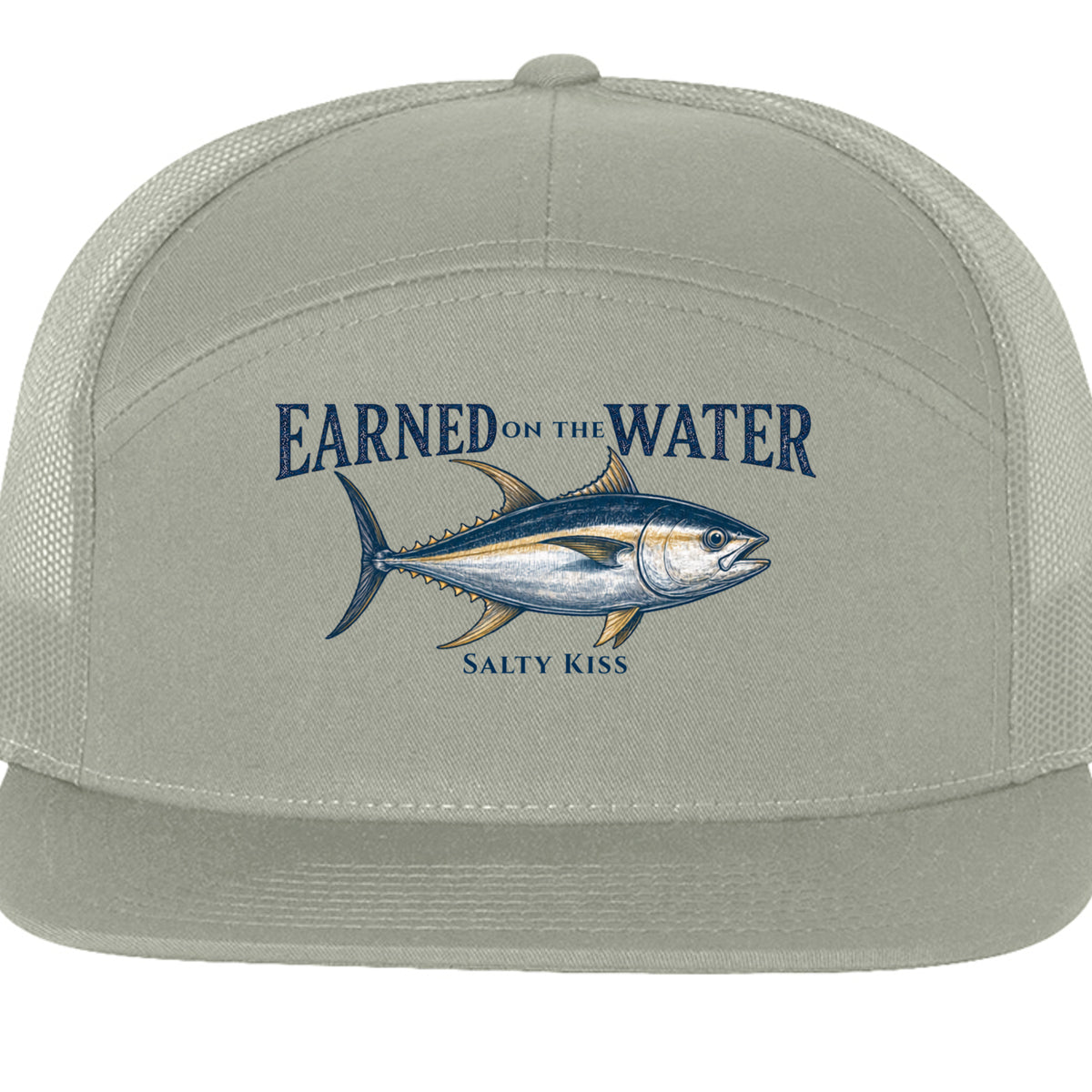 Earned on the Water Yellowfin Tuna- Richardson 168 7-Panel Trucker Cap by Salty Kiss coastal apparel