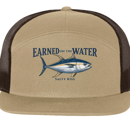 Earned on the Water Yellowfin Tuna- Richardson 168 7-Panel Trucker Cap by Salty Kiss coastal apparel