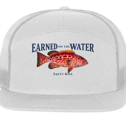 Earned on the Water Grouper - Richardson 168 7-Panel Trucker Cap by Salty Kiss coastal apparel
