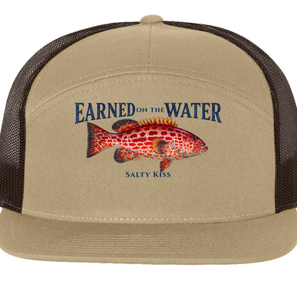Earned on the Water Grouper - Richardson 168 7-Panel Trucker Cap by Salty Kiss coastal apparel
