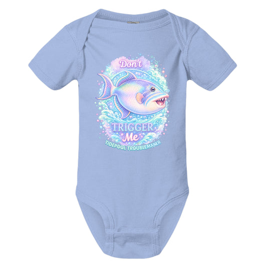 Infant Girls Trigger Fish Onesie - Don't Trigger Me by Salty Kiss coastal apparel