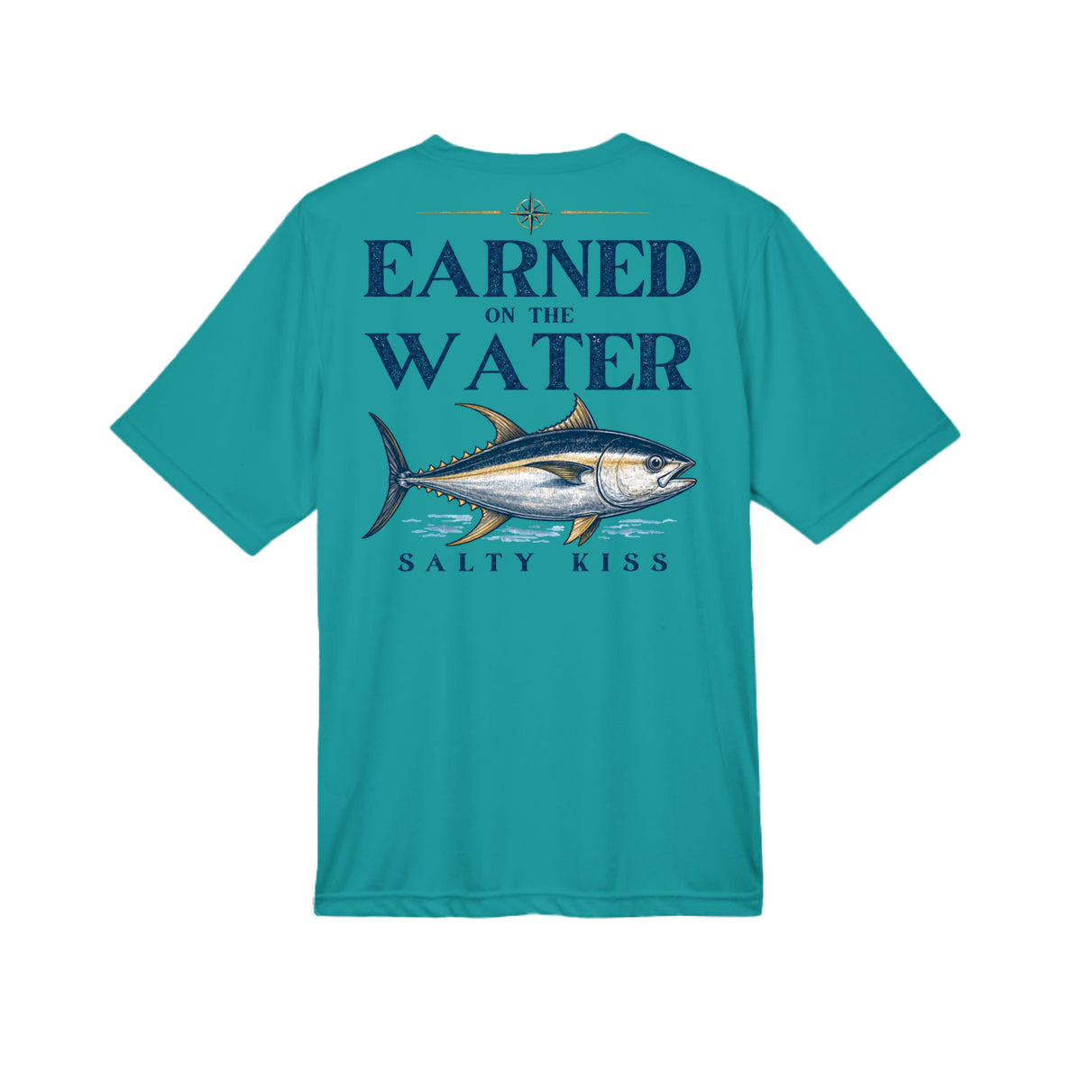 Men’s UPF 40+ Performance Tee - Earned on the Water Yellowfin Tuna by Salty Kiss coastal apparel
