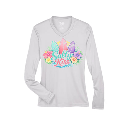 Women's Performance Long Sleeve UV 40+ - Sunset Surf Bloom by Salty Kiss coastal apparel