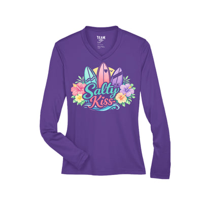 Women's Performance Long Sleeve UV 40+ - Sunset Surf Bloom by Salty Kiss coastal apparel