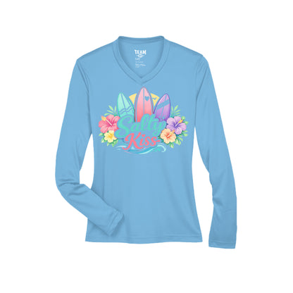 Women's Performance Long Sleeve UV 40+ - Sunset Surf Bloom by Salty Kiss coastal apparel