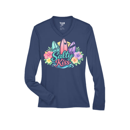 Women's Performance Long Sleeve UV 40+ - Sunset Surf Bloom by Salty Kiss coastal apparel